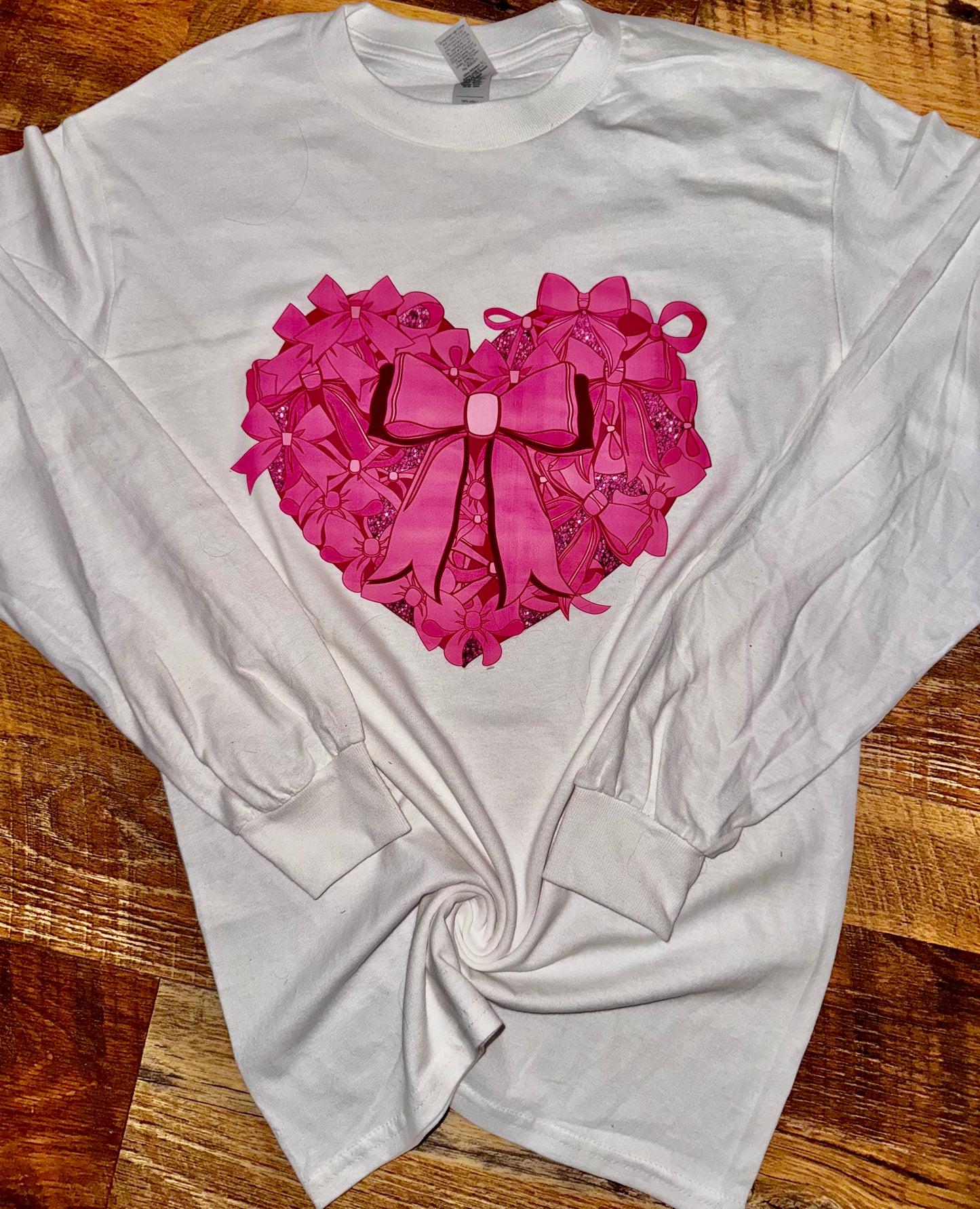 Pink Ribbon Heart Long Sleeve Tee