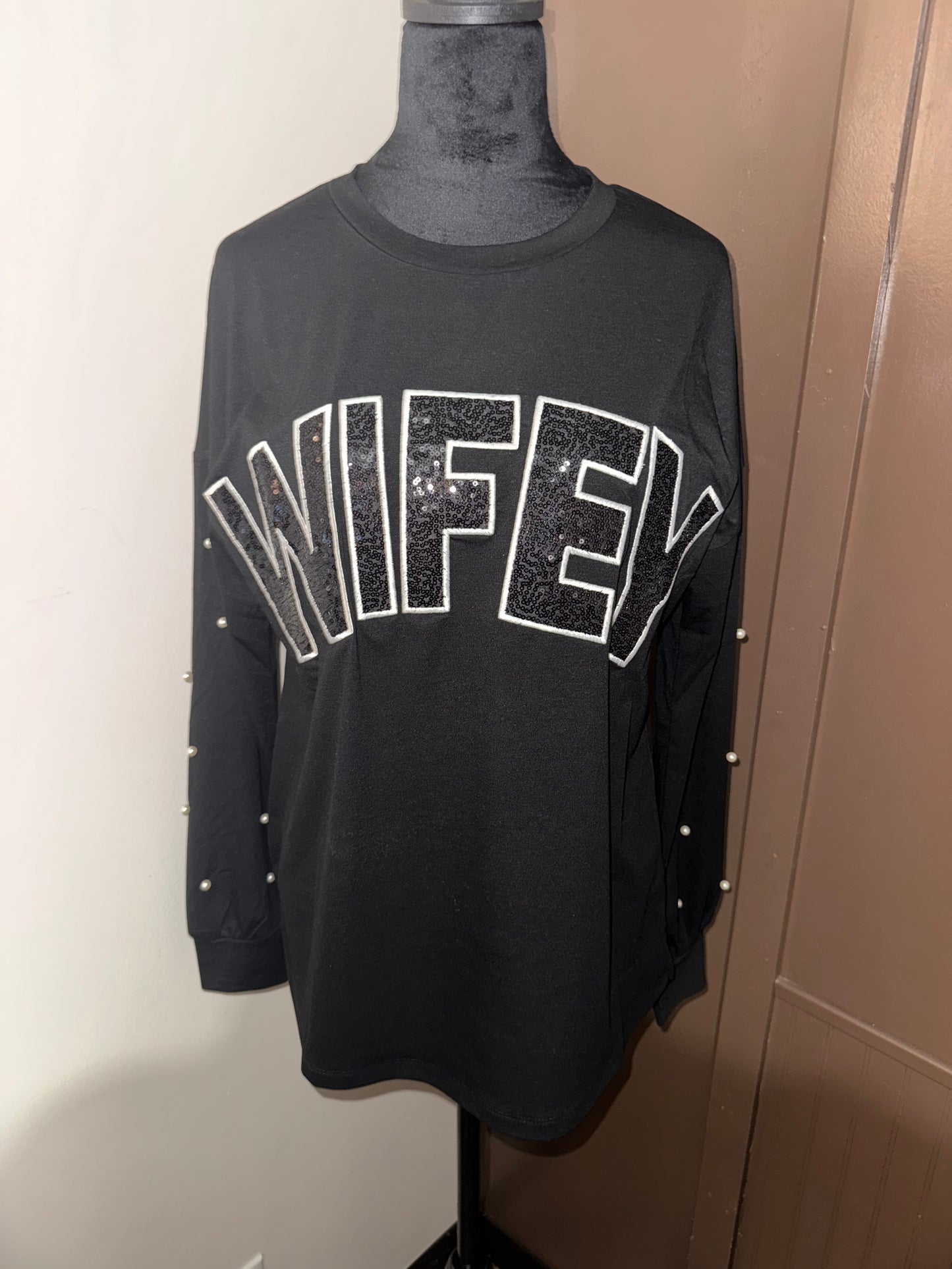 Black Wifey Long Sleeve Top