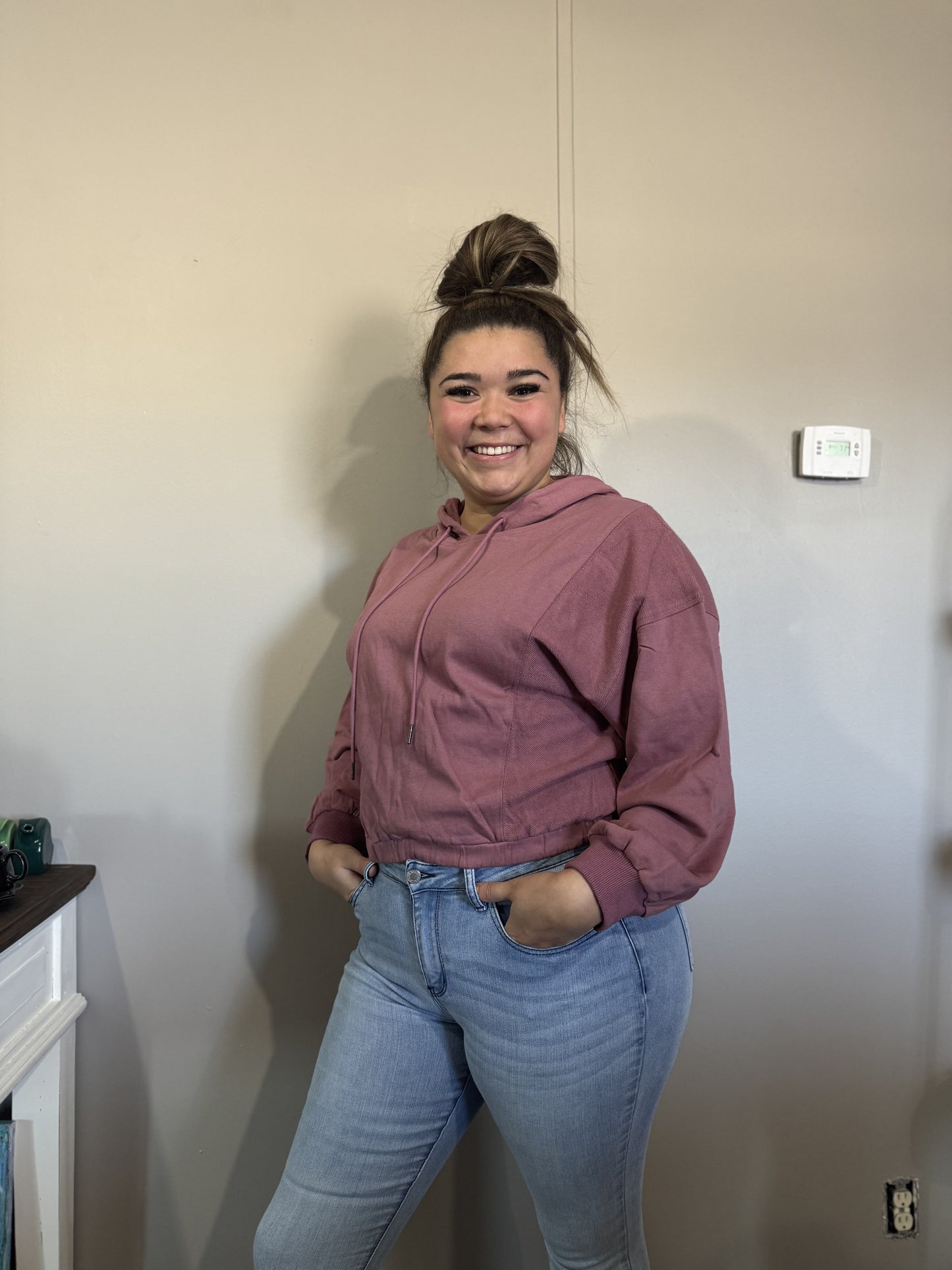 Mauve Cropped Hoodie