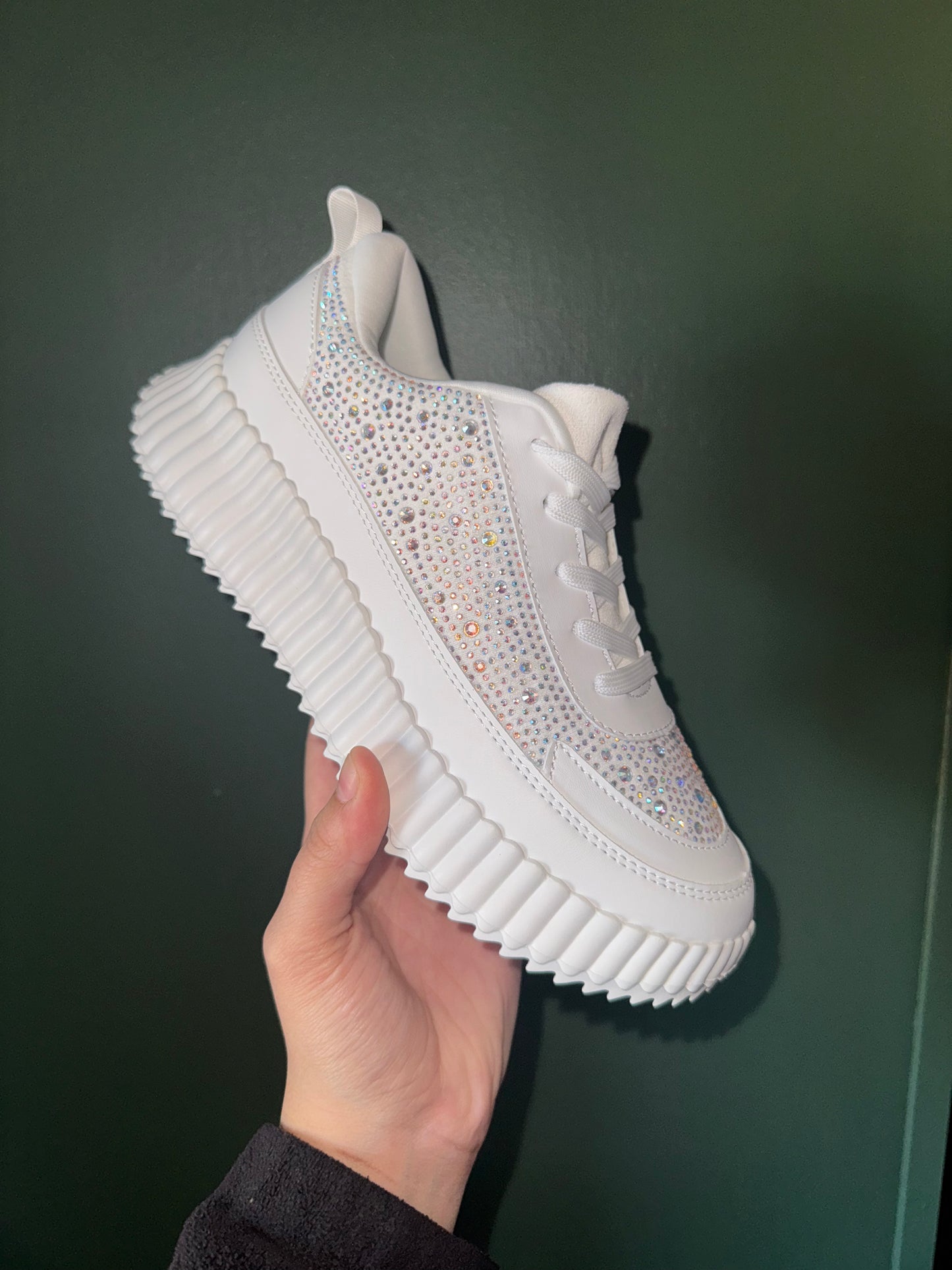White Rhinestone Sneakers