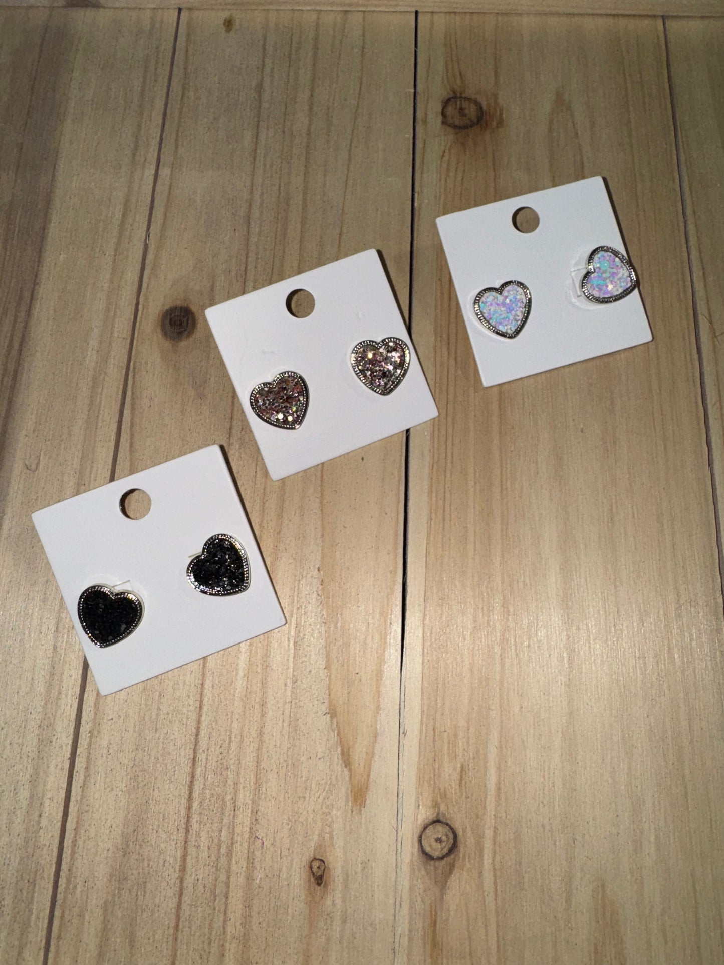 Glitter Heart Studs