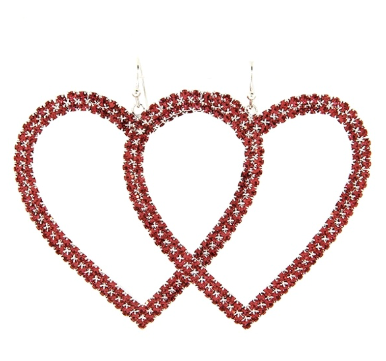 Rhinestone Rose Pink Heart Dangles