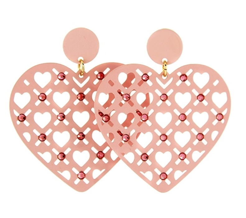 Heart Dangles with Rhinestones