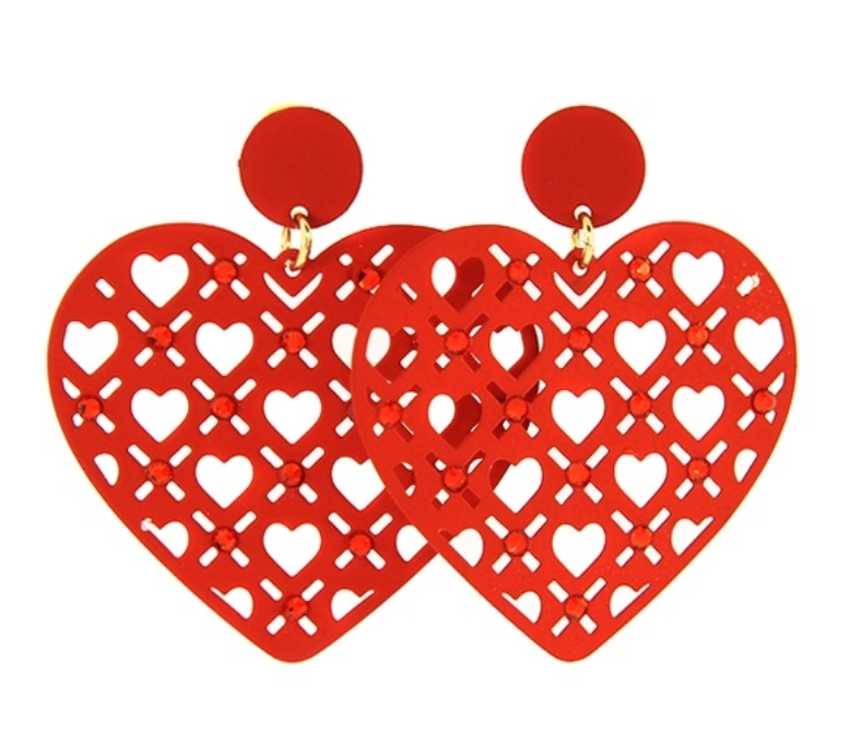 Heart Dangles with Rhinestones