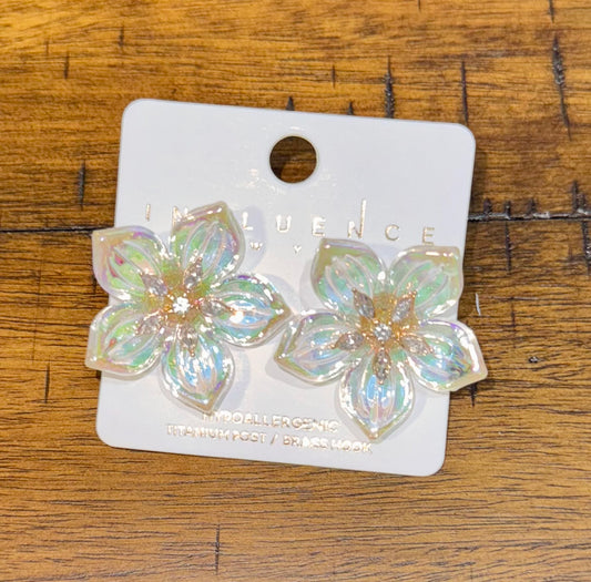 Iridescent Flower Studs