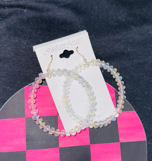 Clear Beaded Hoops