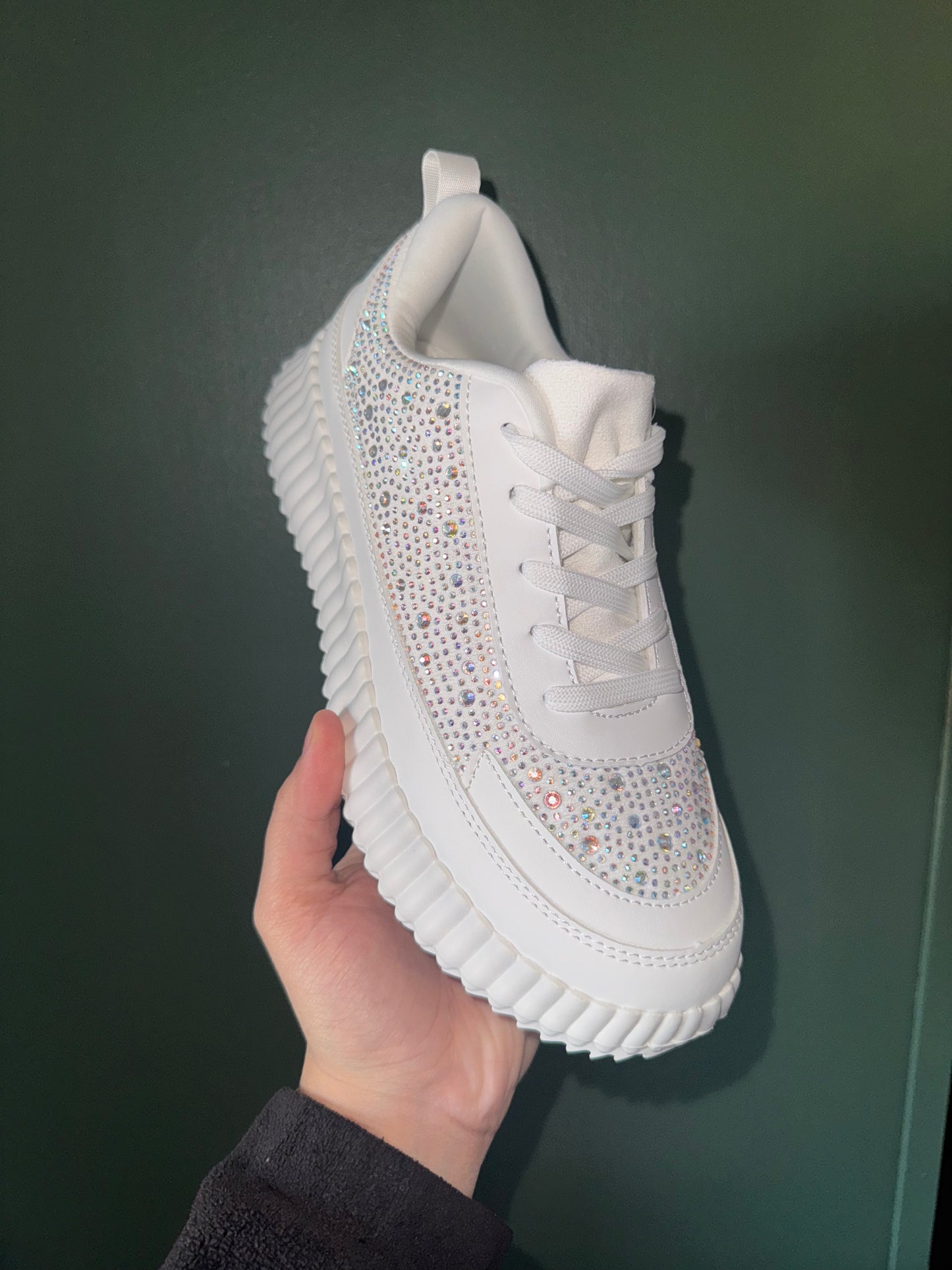 White Rhinestone Sneakers